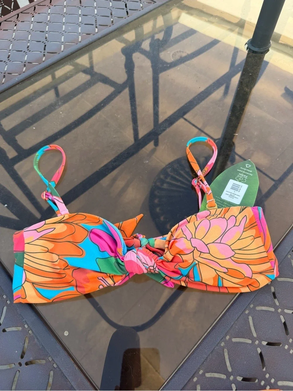Set - Farm Rio Knotted floral-print bandeau bikini
